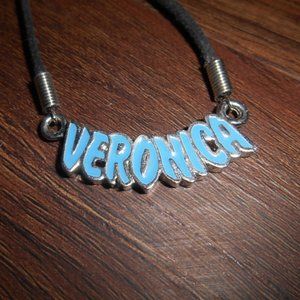Veronica Name Pendant Necklace Blue